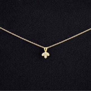 Vintage .925 Sterling Silver Gold Plated CZ Pendant 18” Rollo Chain Necklace